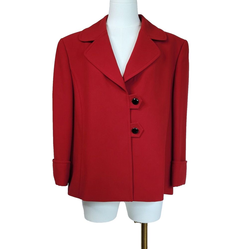 Tahari Arthur S. Levine Tailored Blazer Jacket Size 18 Red Structured Corporate